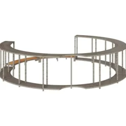 Badtunna infattning med förvaring och trappsteg i trä | Färg: Grå | Storlek: Standard