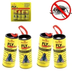 Baiou® 4 attraktiva flugband Rullar flugfångare fångar flygande flugor, myggor och insekter