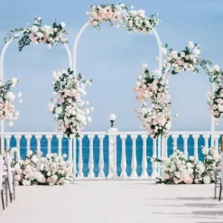 Bakgrundsbåge i metall - Bröllopsbåge/ballongbåge ställ - Set om 3 - XL - Vit