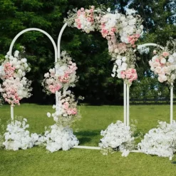Bakgrundsbåge i metall - Bröllopsbåge/ballongbåge ställ - Set om 3 - XL - Vit