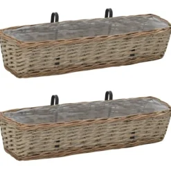 Balkonglåda 2 st korg med PE-foder 80 cm