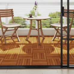 Balkongplattor i akaciaträ 10-pack - Väderbeständiga & halkfria | Storlek: 30x30 cm