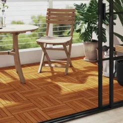 Balkongplattor i akaciaträ 10-pack - Väderbeständiga & halkfria | Storlek: 30x30 cm