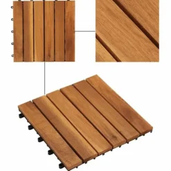 Balkongplattor i akaciaträ 10-pack - Väderbeständiga & halkfria | Storlek: 30x30 cm