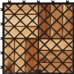 Balkongplattor i akaciaträ | 30 st plattor 30x30 cm | Färg: Naturlig | Väderbeständiga och halkfria