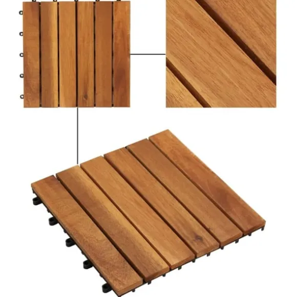 Balkongplattor med vertikal design 30 x 30 cm akacia 20 st