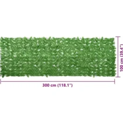 Balkongskärm med gröna blad - Integritet och mysig atmosfär | Storlek: 300x100 cm