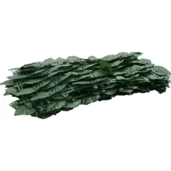 Balkongskärm med mörkgröna blad | Färg: Mörkgrön | Storlek: 400x100 cm