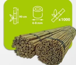 Bambupålar, bambustänger 90 cm 6/8 mm /1000 st/