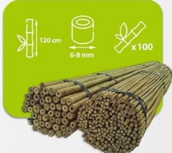 Bambupålar, bambustänger 120 cm 6/8 mm /100 st/