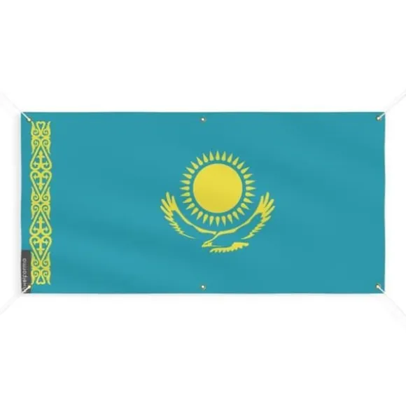 Banner Flag of Kazakhstan 6 öljetter 170x340cm i polyester