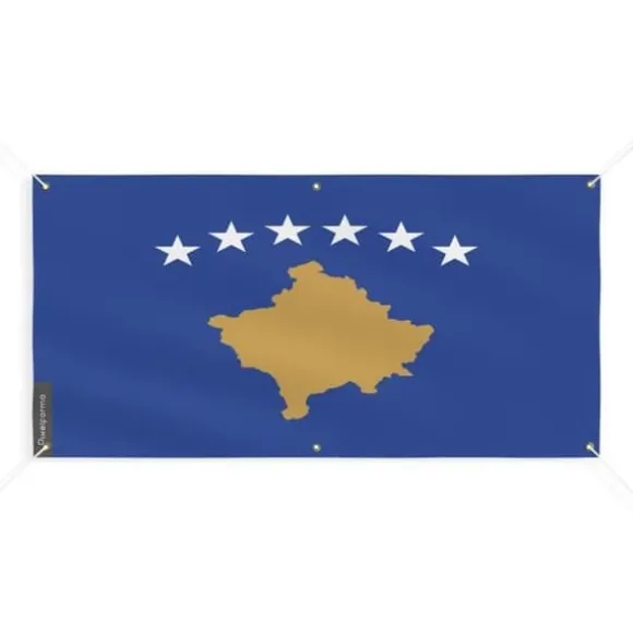 Banner Flag of Kosovo 6 öljetter 200x400cm i polyester