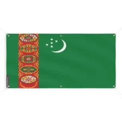 Banner Flagga för Turkmenistan 6 öljetter 200x400cm i polyester