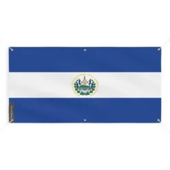 Bannern Flagga från El Salvador - PIXELFORMA - 120x240cm - Hållbar polyester - 6 förstärkta öglor