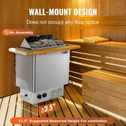 Bastuaggregat, 8kW elektrisk bastuugn, 41,2x27,4x57 cm, rostfritt stål