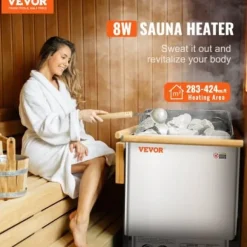 Bastuaggregat, 8kW elektrisk bastuugn, 41,2x27,4x57 cm, rostfritt stål