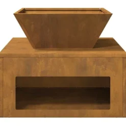 BellaFurn Eldstad i Cortenstål - Stabil & Mobil Utomhuseldstad | Storlek: 50x50x40 cm | Färg: Rostbrun