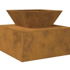 BellaFurn Eldstad i Cortenstål - Stabil & Mobil Utomhuseldstad | Storlek: 50x50x40 cm | Färg: Rostbrun