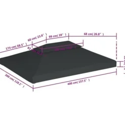 Belvederetyg - vidaXL - 4x3 m - Antracit - 310 g/m² - Vattentät