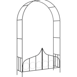 Bersåer, spaljéer & pergolor - Living Rosenbåge med grind svart 138x40x238 cm järn