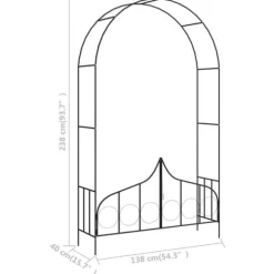 Bersåer, spaljéer & pergolor - Living Rosenbåge med grind svart 138x40x238 cm järn