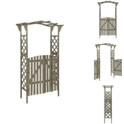 Bersåer, spaljéer & pergolor - Living Pergola med grind 116x40x204 cm grå massivt granträ