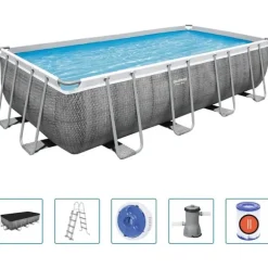 Bestway Pool Power Steel med tillbehör rektangulär 488x244x122 cm