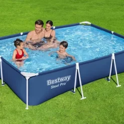 Bestway Rectangular Steel Pro Swimming Pool - 300 x 201 x 66 cm - Blå - Inklusive Tillbehör - CB19