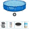 Bestway Round Steel Pro Swimming Pool - 366 x 76 cm - Blå - Inklusive Tillbehör - CB51