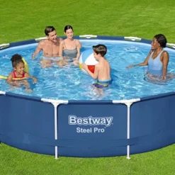 Bestway Round Steel Pro Swimming Pool - 396 x 84 cm - Blå - Inklusive Tillbehör - CB11