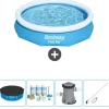 Bestway Round Uppblåsbar Fast Set Pool - 305 x 66 cm - Blå - Ingår Tillbehör CB5