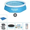 Bestway Round Uppblåsbar Fast Set Pool - 244 x 61 cm - Blå - Inklusive Tillbehör - CB11