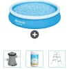 Bestway Round Uppblåsbar Fast Set Pool - 366 x 76 cm - Blå - Ingår Tillbehör CB48