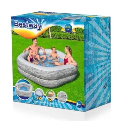 Bestway Uppblåsbar familjepool 213x206x53 cm +6 År Trädgård 54423