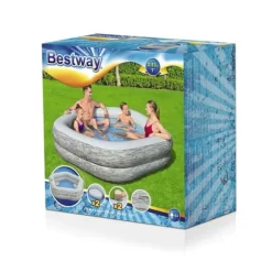Bestway Uppblåsbar familjepool 213x206x53 cm +6 År Trädgård 54423