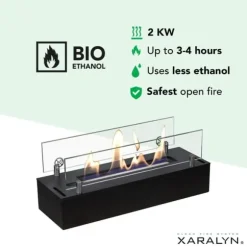Bio-etanol brännare S (4114B) - Svart - Bio-etanol inbyggd spis med patenterad keramisk sten - 2 KW värme