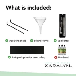 Bio-etanol brännare S (4114B) - Svart - Bio-etanol inbyggd spis med patenterad keramisk sten - 2 KW värme