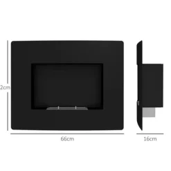 Bioetanol Kamin, Väggmonterad Design, 0,9 L Brännarkapacitet