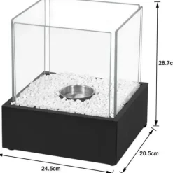 Bioetanol öppen spis Portabelt bord och varm öppen spis, bordseld, för inomhus och utomhus, 24,5cm * 20,5cm * 28,7cm