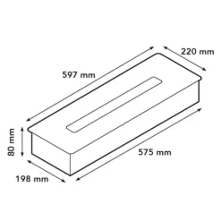 Bioetanolbrännare L (5820LS) med inbyggd läpp - Borstat rostfritt stål - bioetanol inbyggd spis med patenterad keramisk sten - 3 KW värme