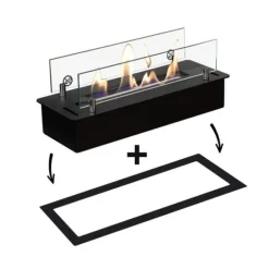 Bioetanolbrännare S med inbyggd profil - Svart - säker och enkel installation - 2 KW värme