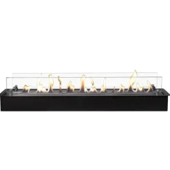 Bioetanolbrännare XL (8014LB) med inbyggd läpp - Svart - bioetanol inbyggd spis med patenterad keramisk sten - 3,5 KW värme