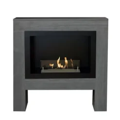Bioetanolkamin – Bolea BBW – träutseende – 1,5 kW uppvärmning – eldstadsomramning inklusive inbyggd kamin – äkta lågor.