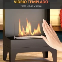 Bioetanolkamin - Fristående - 0,9 l tank - Flamspärr i rostfritt stål - Brinntid 3,3 h - För inomhus 15–20 m² - Svart