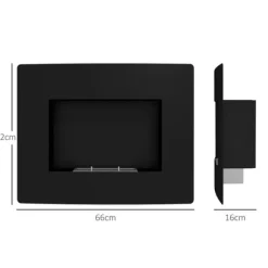 Bioetanolspis - Väggkamin - Tank 0,9 L - 66×16×52 cm - Svart