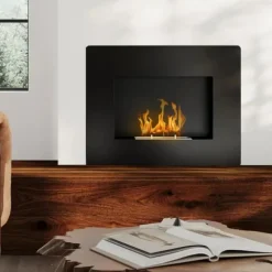 Bioetanolspis - Väggkamin - Tank 0,9 L - 66×16×52 cm - Svart