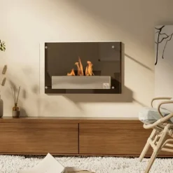 Bioetanolspis - Väggmonterad - 60 x 22 x 40 cm - 1,5 l Behållare - 3 h Brinntid - Svart