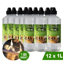 Bioethanol CL100 (12X 1 Liter) - 100 % ren bioetanol - Luktfri - Holländskt ursprung - Miljövänligt bränsle