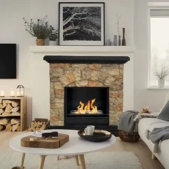 Biogasanläggning - DIVINA FIRE - Belluno - Falsk sten effekt - 105x38x100 cm - Ekologisk