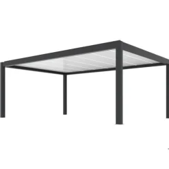 BIOKLIMATISK PERGOLA SOMMAR GRÅ 6X4 SJÄLVSTÅENDE MOTORDRIVEN + LED